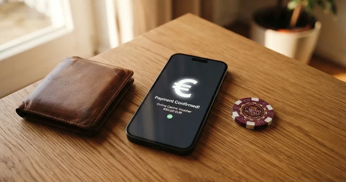 Kartenterminal und Smartphone auf einem Holztisch neben einer Geldbörse — beste online casino mit cashtocode bezahlen