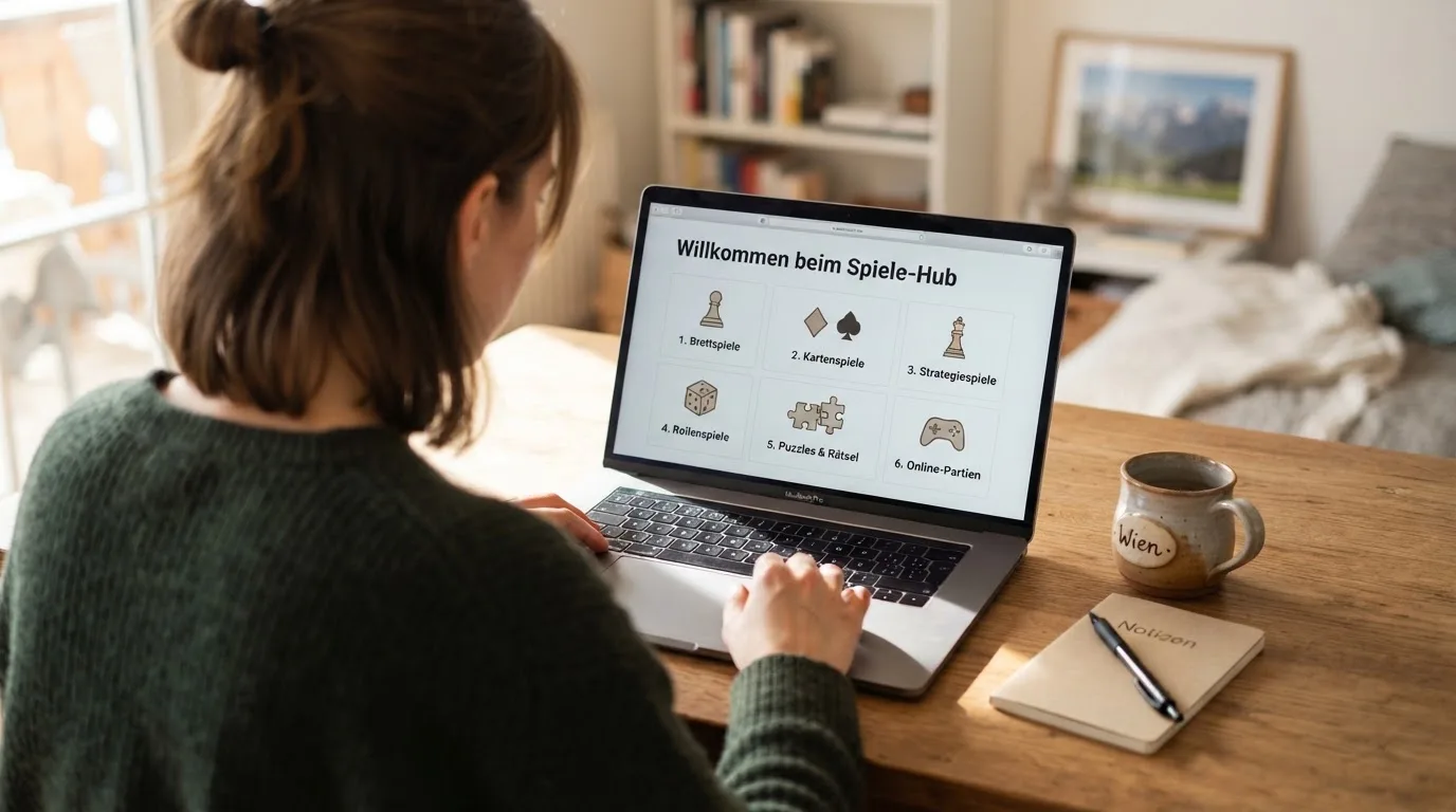 Person am Laptop liest eine Übersichtsseite zu Glücksspielen im Internet — online casino mit autoplay